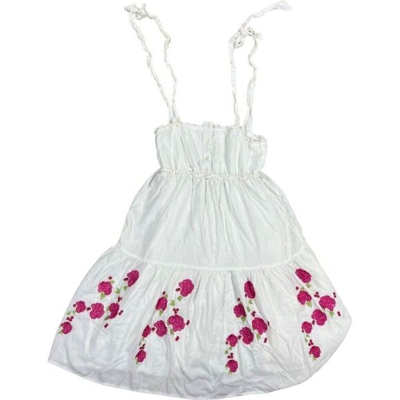 The Shirt Rochelle Behrens Dress Size S White Embroidered Pink Floral‎ - Picture 4 of 13